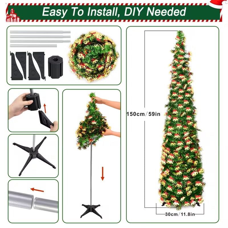 Green Pop-Up Tinsel Christmas Tree