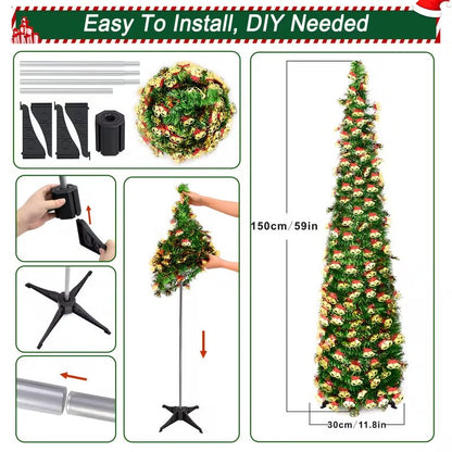 Green Pop-Up Tinsel Christmas Tree