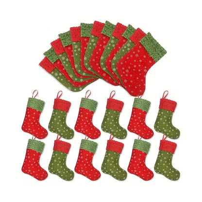 Snowflake Print Christmas Stockings Gift Bags (24pcs)