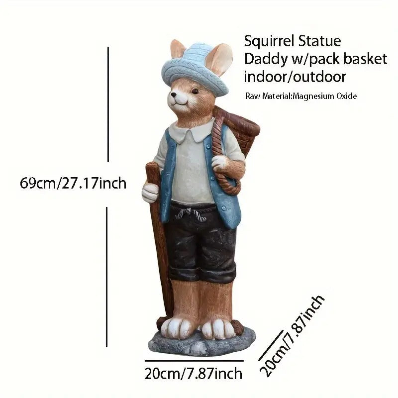 Squirrel Outdoor Garden Statue with Basket