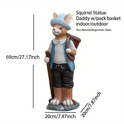 Squirrel Outdoor Garden Statue with Basket