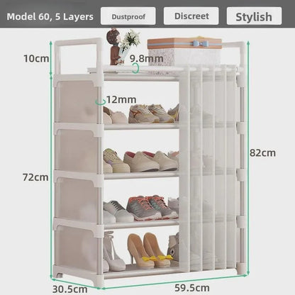 Metal Dustproof Shoe Rack Storage Organizer (5-Layer)
