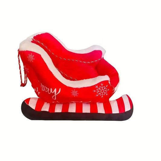 Holiday Christmas Plush Sled Dog Bed Red