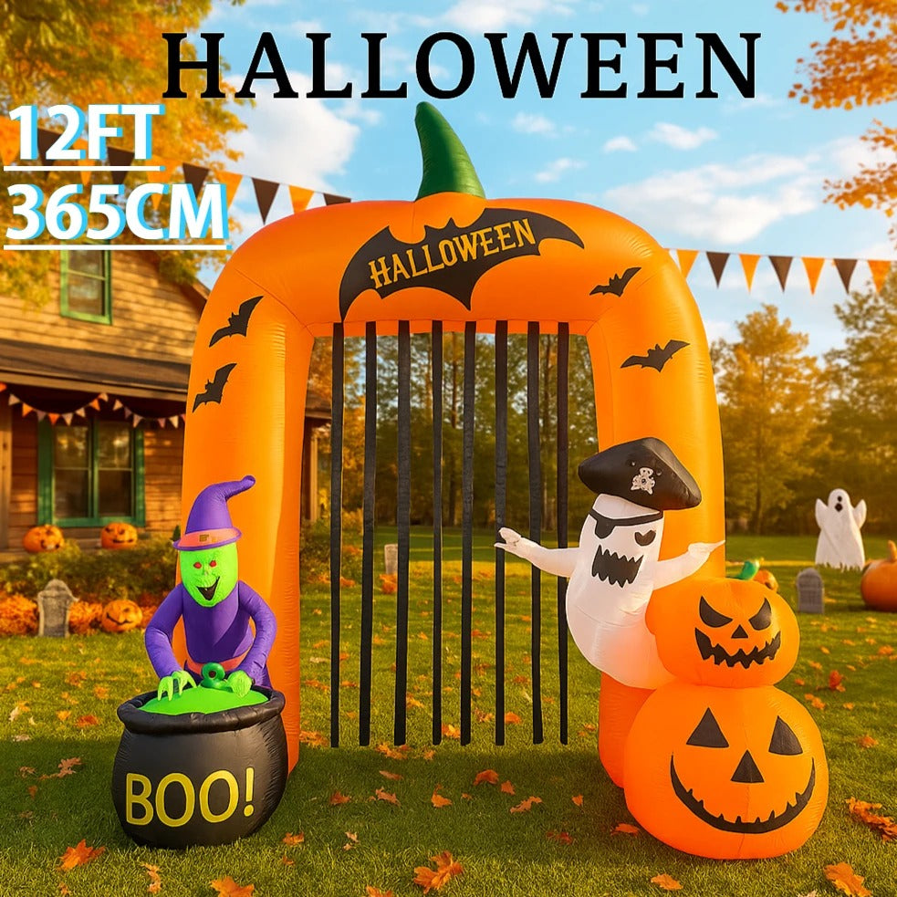 Halloween Inflatable Pumpkin Arch with LED Lights