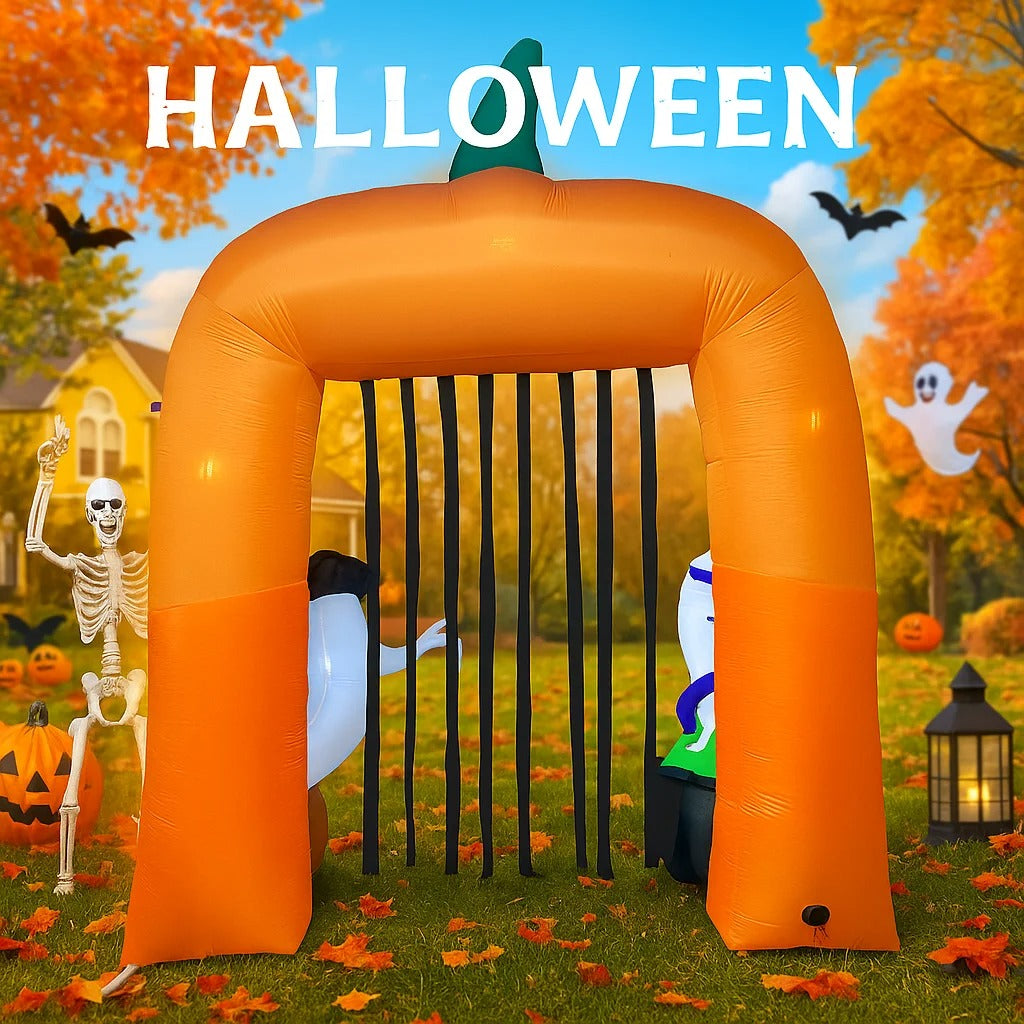 Halloween Inflatable Pumpkin Arch with LED Lights