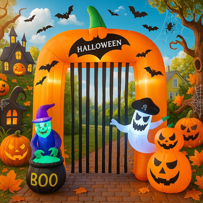 Halloween Inflatable Pumpkin Arch with LED Lights