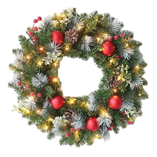 Pre-Lit Christmas Wreath with LED Lights