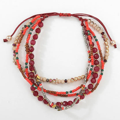 Bracelet with Multi-Layer Bohemia Beads for Women (Red)