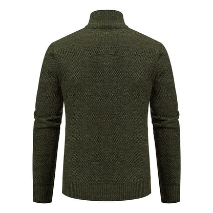 Mens Collar Fleece Sports Zipper Jacket (Green)