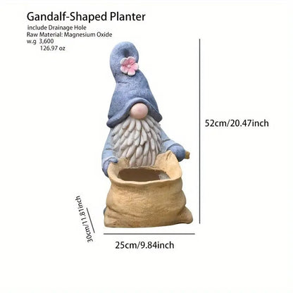 Gnome Garden Statue Planter with Drainage Hole