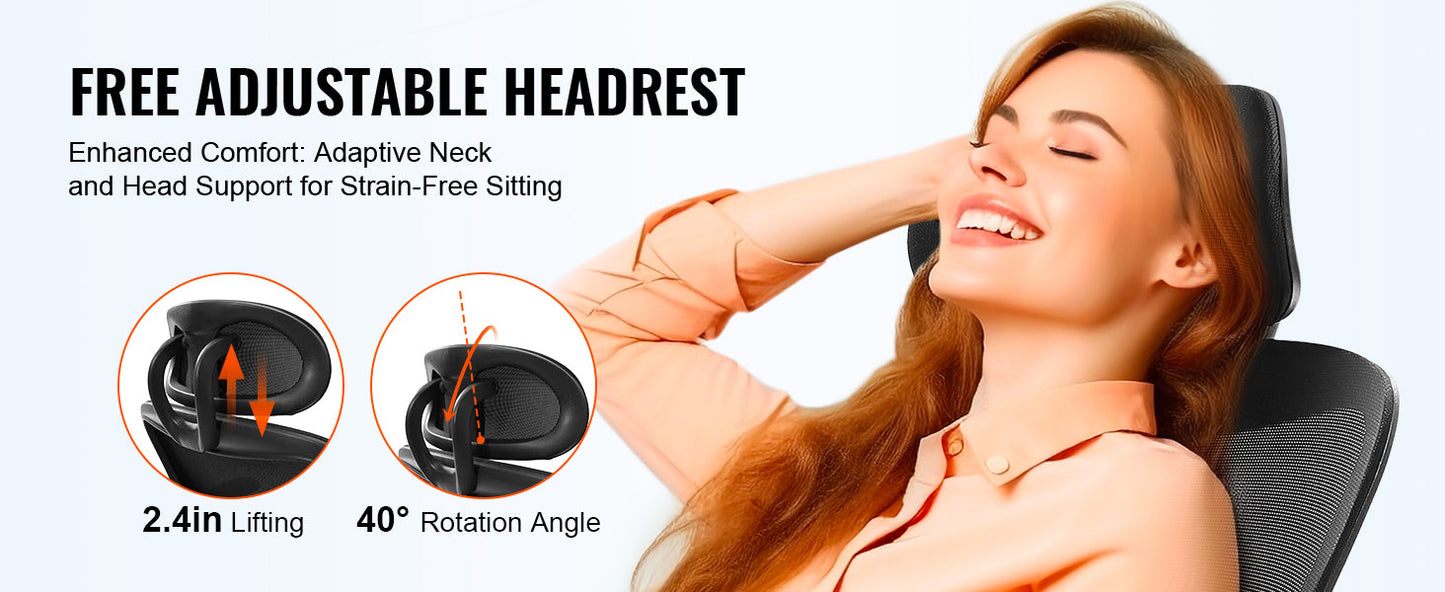 Ergonomic Office Chair with Adjustable Lumbar Support Angle and Height Adjustable