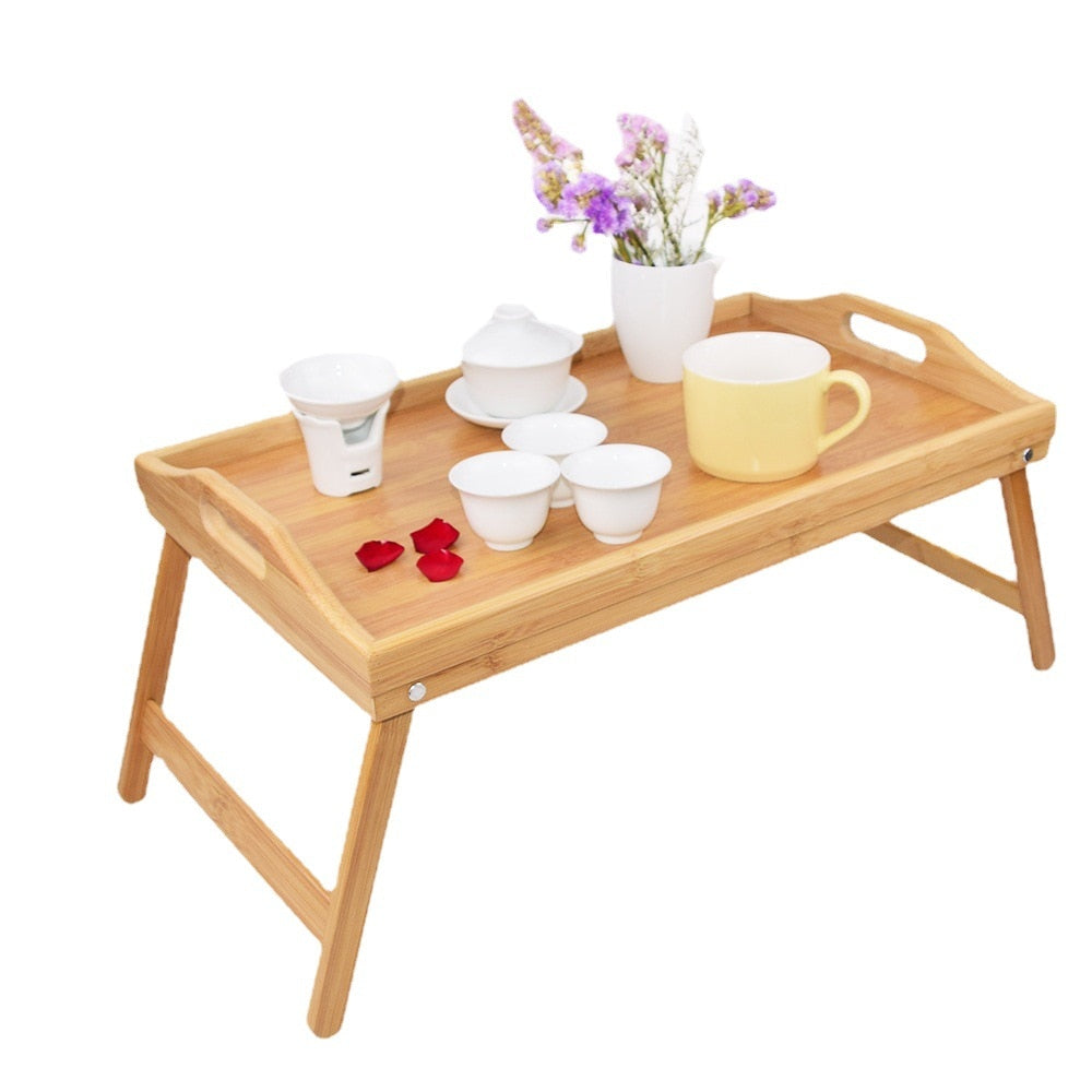 Portable Coffee Tables Bamboo Wood Bed Tray Breakfast Laptop Desk Tea Food Table Basse Folding Leg Laptop Desk Coffee Table
