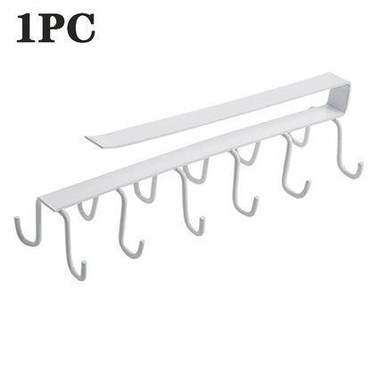 Iron 6 Hooks Storage Shelf Wardrobe Cabinet Metal Under Shelves Mug Cup Hanger Bathroom Kitchen Organizer Hanging Rack Holder
