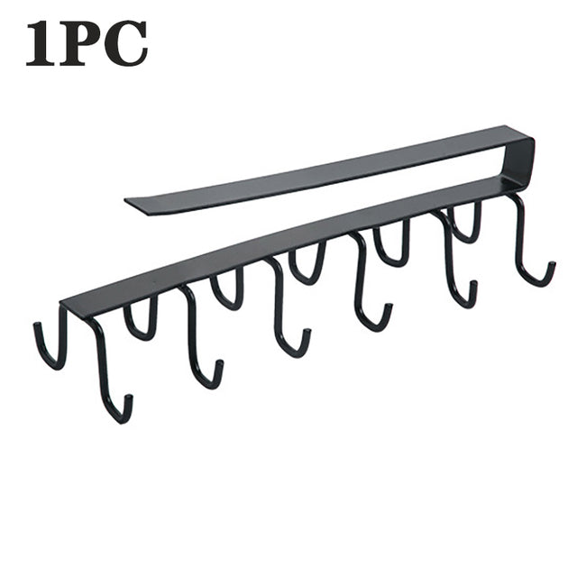 Iron 6 Hooks Storage Shelf Wardrobe Cabinet Metal Under Shelves Mug Cup Hanger Bathroom Kitchen Organizer Hanging Rack Holder