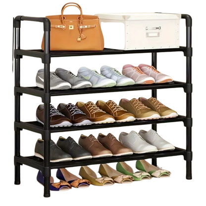 4-Tier Black Metal Shoe Rack Organizer