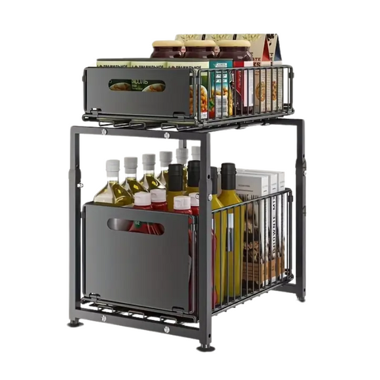 2-Tier Under Sink Storage Rack with Drawers