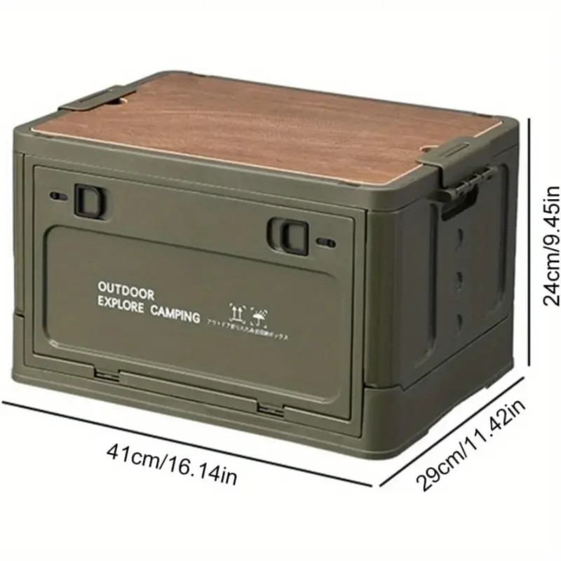 Folding Storage Box with Waterproof Wooden Lid