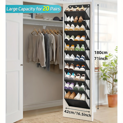 10-Tier Over-the-Door Foldable Shoe Organizer