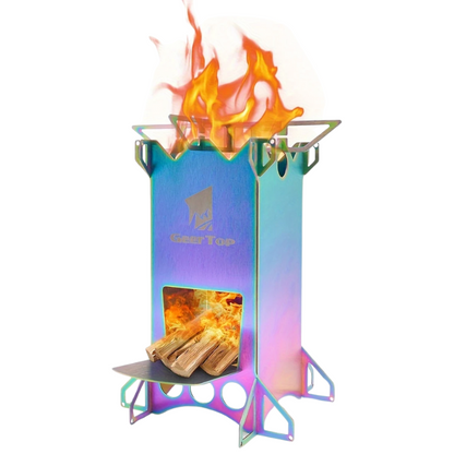 Portable Stainless Steel Outdoor Rocket Stove (Multicolored)