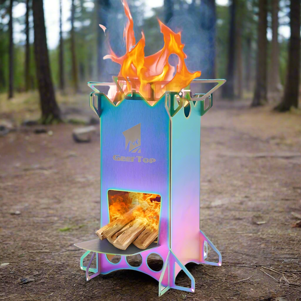 Portable Stainless Steel Outdoor Rocket Stove (Multicolored)