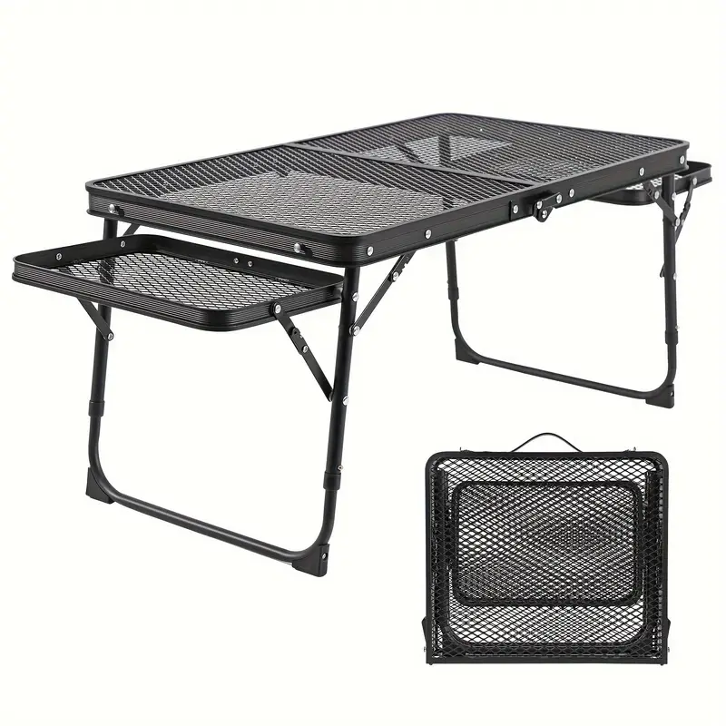 Camping Table with Extendable Wings & Mesh Top