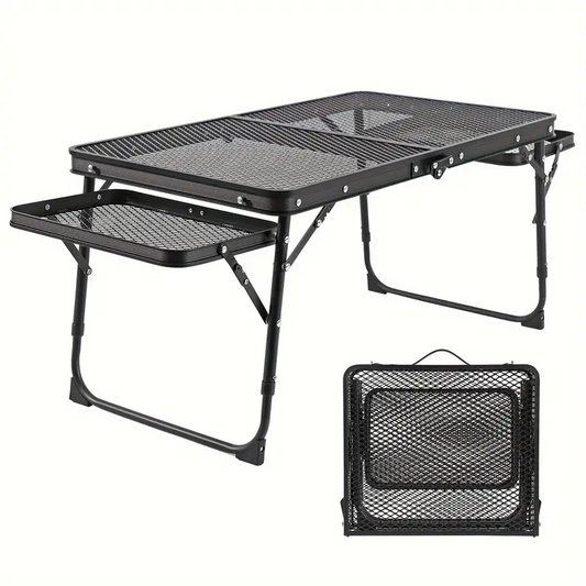 Camping Table with Extendable Wings & Mesh Top