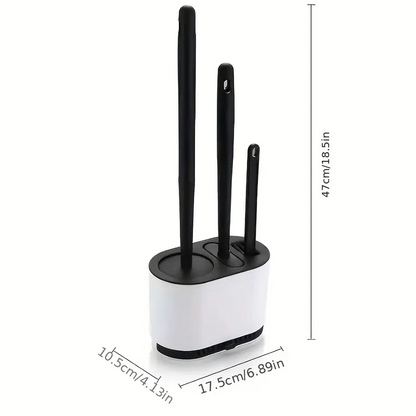 Toilet Brush with No-Slip Silicone Long Handle Set