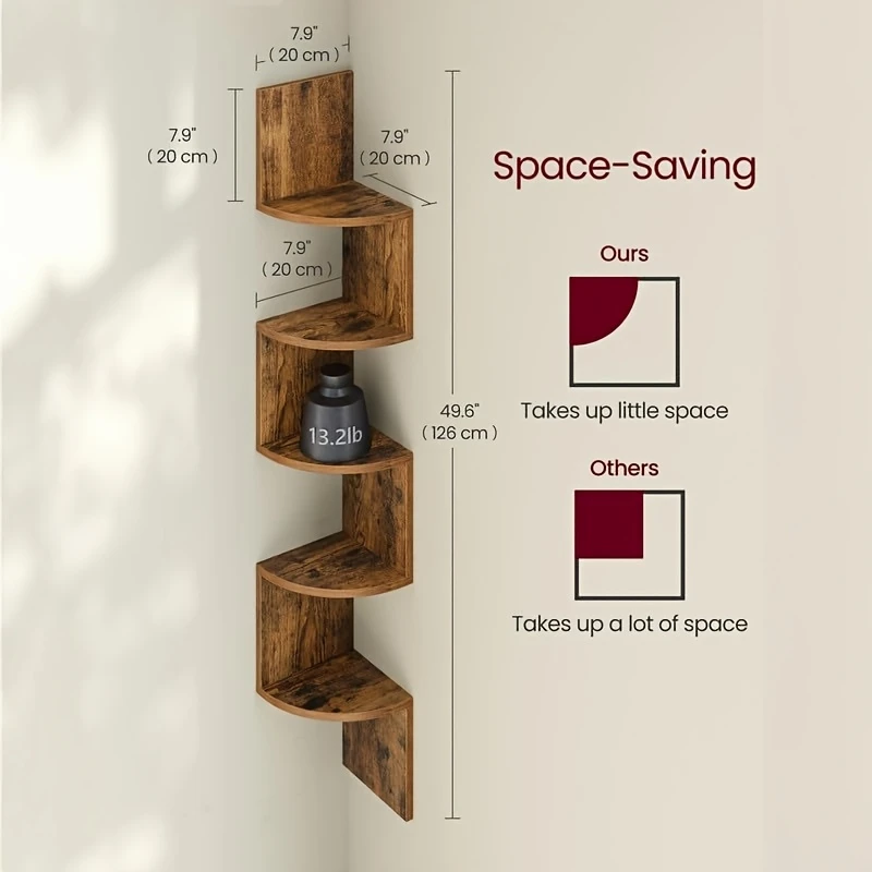 Floating Corner Wall Shelves (5-Tier)