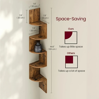 Floating Corner Wall Shelves (5-Tier)