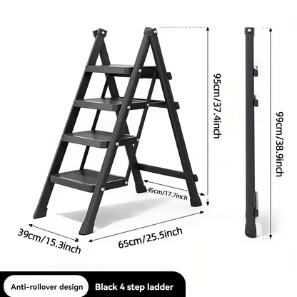 Metal Step Ladder with 4-Step Storage Rack