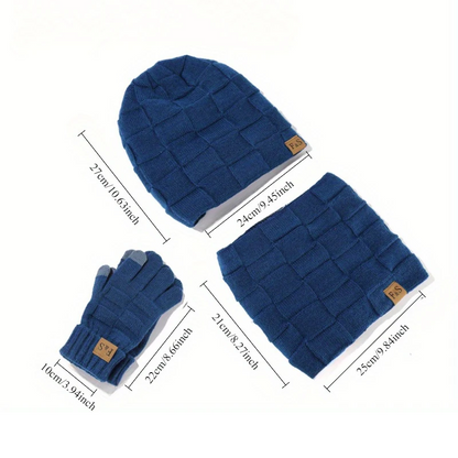 Winter Cashmere Hat Scarf Gloves Set