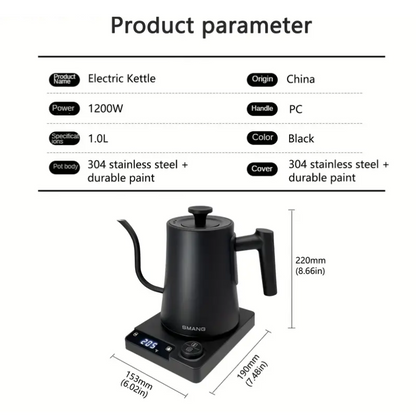 Electric Kettle Gooseneck Adjustable Temp (1200W)