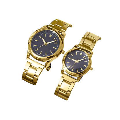 Couple Quartz Gold Watches Set