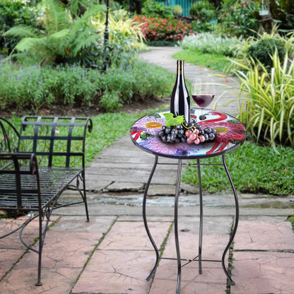 Flamingo Round Glass Top Outdoor Patio Side Table