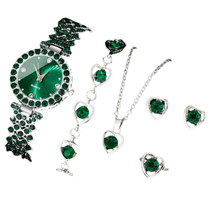 Women's Luxury Watch Jewelry Set with Heart Accents