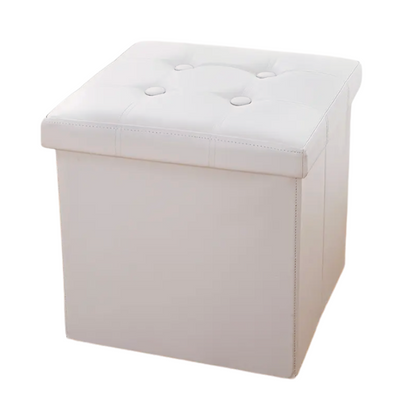 Leather Storage Stool with Button