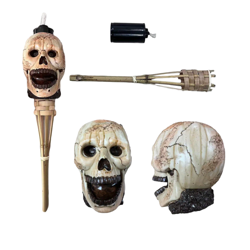Halloween Mummy Skull Tiki Torch Outdoor Decor