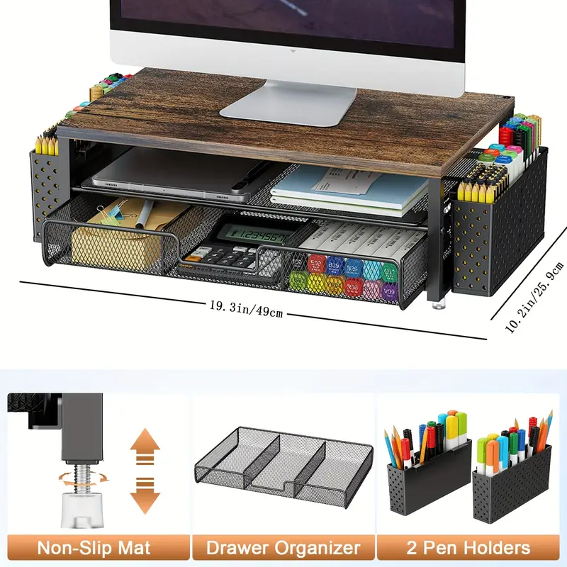 Monitor Stand Metal with Drawer & Holder (2-Tier)