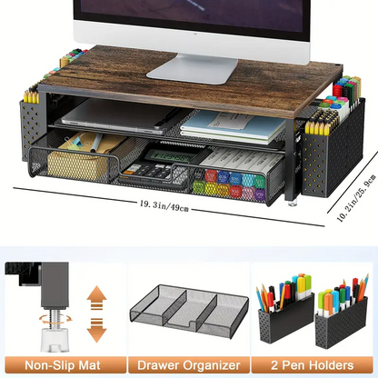 Monitor Stand Metal with Drawer & Holder (2-Tier)