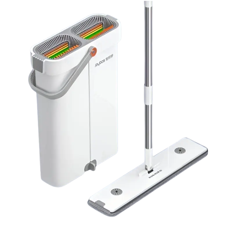 Flat Mop and Bucket Set with 3 Microfiber Pads