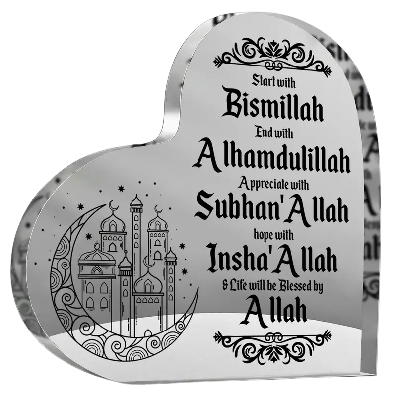 Islamic Acrylic Heart-Shaped Eid Mubarak Ornament