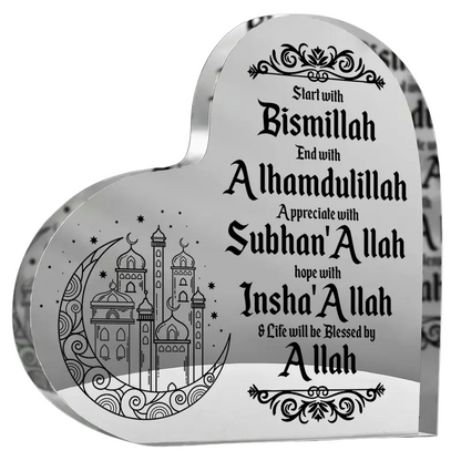 Islamic Acrylic Heart-Shaped Eid Mubarak Ornament