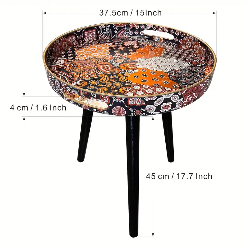 Boho-Chic Blue Coffee Table with Tray