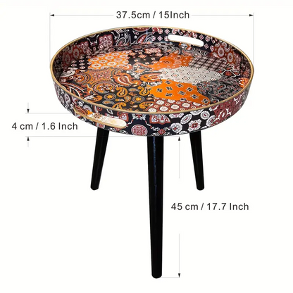 Boho-Chic Blue Coffee Table with Tray