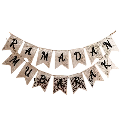 Bohemian Wooden Ramadan Mubarak Banner Decoration