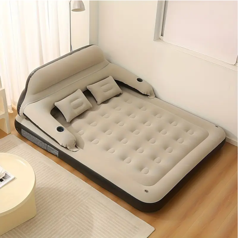 Inflatable Air Mattress with Headboard & Pillows