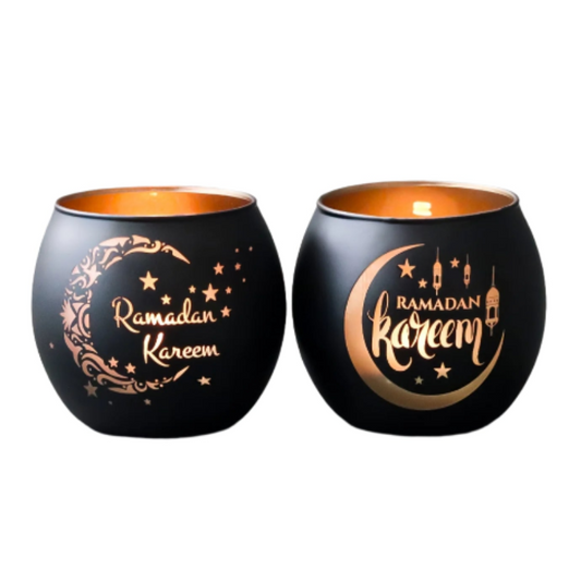 Vintage Glass Ramadan Candle Holders (2pcs)