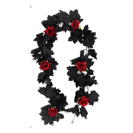 Artificial Rose Garland Burgundy Flowers Halloween Decor