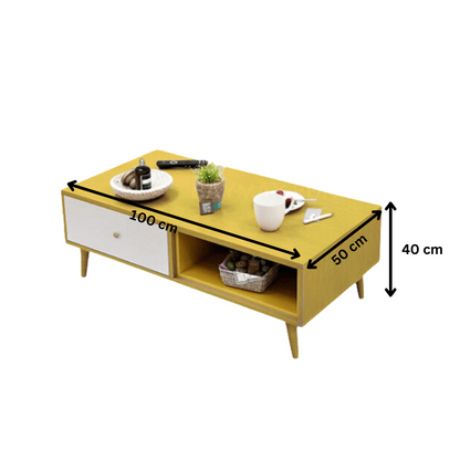 Style Wooden Coffee Table Tea Table with Drawers