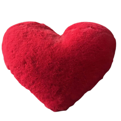 Heart Shaped Faux Bunny Fur Pillow (Red)